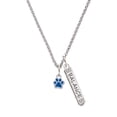 thumbnail image 1 of Delight Jewelry Silvertone Mini Translucent Royal Blue Paw Silvertone Balance Bar Charm Necklace, 23", 1 of 4