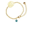 thumbnail image 1 of Delight Jewelry Silvertone Mini Translucent Teal Paw Gold-tone Flower Link Chain Bracelet, 6.75"+2" Extender, 1 of 4