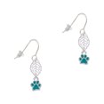 thumbnail image 1 of Delight Jewelry Silvertone Mini Translucent Teal Paw Silvertone Leaf French Earrings, 1 of 5