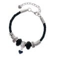 thumbnail image 1 of Delight Jewelry Silvertone Mini Two Sided Blue Heart Middle Sister Celtic Knot Leather Bead Bracelet, 7"+2" Extender, 1 of 4