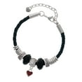 thumbnail image 1 of Delight Jewelry Silvertone Mini Two Sided Maroon Heart Godmother Celtic Knot Leather Bead Bracelet, 7"+2" Extender, 1 of 4