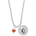 thumbnail image 1 of Delight Jewelry Silvertone Mini Two Sided Orange Heart Silvertone Script Initial Disc - O - Charm Necklace, 20"+3", 1 of 4