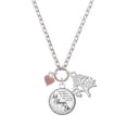 thumbnail image 1 of Delight Jewelry Silvertone Mini Two Sided Pink Heart Let Things Go Fall Zoey Charm Necklace, 28", 1 of 4