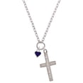 thumbnail image 1 of Delight Jewelry Silvertone Mini Two Sided Purple Heart Everlasting Love Engraved Cross Zoey Necklace, 28", 1 of 4