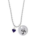 thumbnail image 1 of Delight Jewelry Silvertone Mini Two Sided Purple Heart Silvertone Script Initial Disc - H - Charm Necklace, 20"+3", 1 of 4