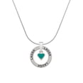 thumbnail image 1 of Delight Jewelry Silvertone Mini Two Sided Teal Heart Laugh Ring Charm Necklace, 18", 1 of 4