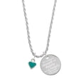 thumbnail image 1 of Delight Jewelry Silvertone Mini Two Sided Teal Heart She is Clothed in Stength and Dignity Charm Necklace, 20"+3", 1 of 4