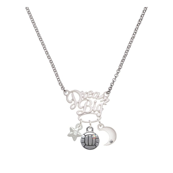 Delight Jewelry Silvertone Mini Volleyball/Water polo Silvertone Dream Big Pendant Necklace, 25"