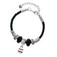 thumbnail image 1 of Delight Jewelry Silvertone Mini White Baseball - Middle Sister Celtic Knot Leather Bead Bracelet, 7"+2" Extender, 1 of 4