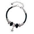 thumbnail image 1 of Delight Jewelry Silvertone Mini ''Wish'' Star Daughter Celtic Knot Leather Bead Bracelet, 7"+2" Extender, 1 of 4