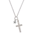 thumbnail image 1 of Delight Jewelry Silvertone Mini ''Wish'' Star I Have Plans for You Engraved Cross Zoey Necklace, 28", 1 of 4