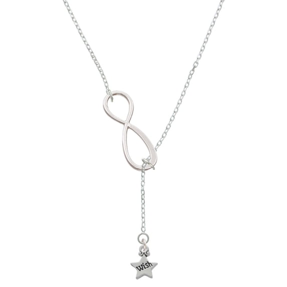 Delight Jewelry Silvertone Mini ''Wish'' Star Silver tone Elegant Infinity Lariat Necklace