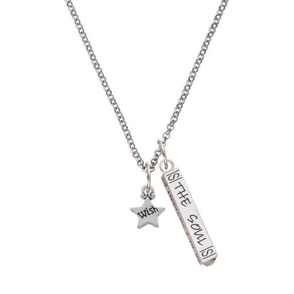 Delight Jewelry Silvertone Mini ''Wish'' Star Silvertone Hope Anchors the Soul Bar Charm Necklace, 23"