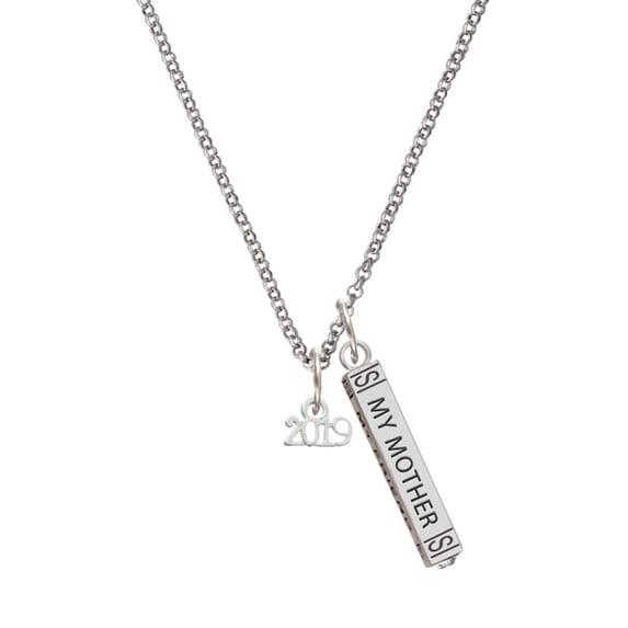 Delight Jewelry Silvertone Mini Year 2019 Silvertone Always My Mother Bar Charm Necklace, 23"