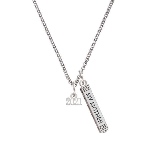 Delight Jewelry Silvertone Mini Year 2021 Silvertone Always My Mother Bar Charm Necklace, 23"