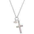 thumbnail image 1 of Delight Jewelry Silvertone Mini Year 2027 Be Strong and Courageous Engraved Cross Zoey Necklace, 28", 1 of 4