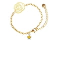 thumbnail image 1 of Delight Jewelry Silvertone Mini Yellow Star Gold-tone Flower Link Chain Bracelet, 6.75"+2" Extender, 1 of 4