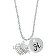 thumbnail image 1 of Delight Jewelry Silvertone Mom Banner on Clear Crystal Heart Silvertone Script Initial Disc - H - Charm Necklace, 20"+3", 1 of 4
