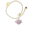 thumbnail image 1 of Delight Jewelry Silvertone Mom Banner on Pink Crystal Heart Gold-tone Rose Link Chain Bracelet, 6.25"+1.75" Extender, 1 of 4
