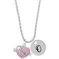 thumbnail image 1 of Delight Jewelry Silvertone Mom Banner on Pink Crystal Heart Silvertone Script Initial Disc - O - Charm Necklace, 20"+3", 1 of 4