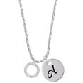 thumbnail image 1 of Delight Jewelry Silvertone Mom Eternity Ring Silvertone Script Initial Disc - A - Charm Necklace, 20"+3", 1 of 4