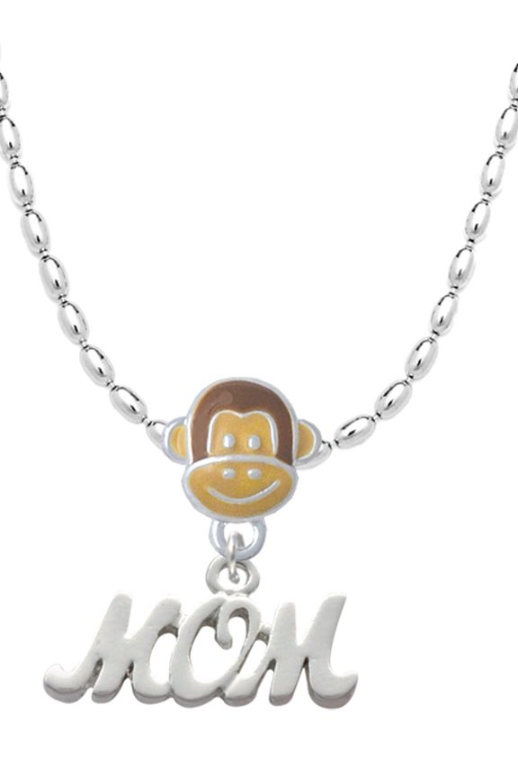 Silvertone Mom Mia Monkey Charm Necklace