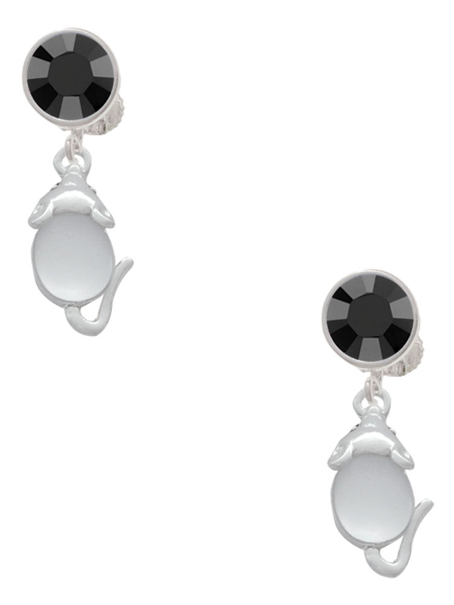 Delight Jewelry Silvertone Mouse with Clear Resin Body Black Crystal Clip on Earrings