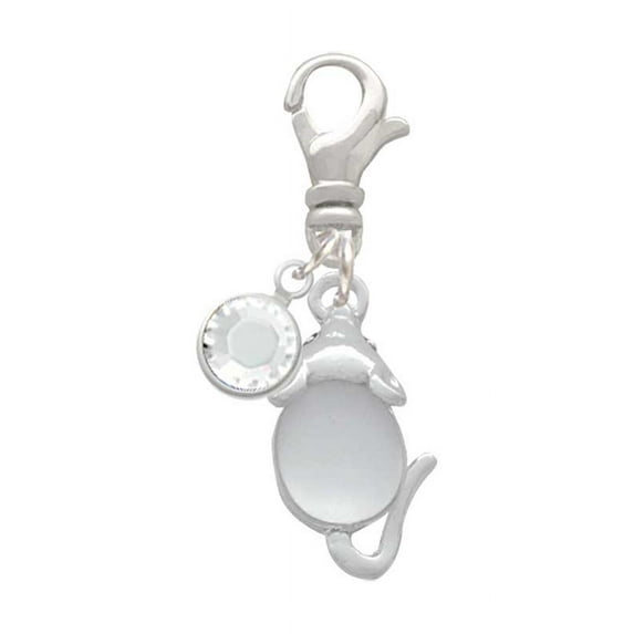Delight Jewelry Silvertone Mouse with Clear Resin Body - Silvertone Clip on Charm with Clear Crystal Drop