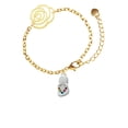 thumbnail image 1 of Delight Jewelry Silvertone Multicolored Crystal Flip Flop Gold-tone Flower Link Chain Bracelet, 6.75"+2" Extender, 1 of 4