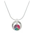 thumbnail image 1 of Delight Jewelry Silvertone Multicolored Peace Sign Live Ring Charm Necklace, 18", 1 of 4