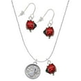 thumbnail image 1 of Delight Jewelry Silvertone Music Note - Round Seal Red Lucky Ladybug Necklace and Dangle Earrings Set, 1 of 6