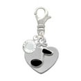 thumbnail image 1 of Delight Jewelry Silvertone Music Note in Heart - Silvertone Clip on Charm with Clear Crystal Drop, 1 of 4