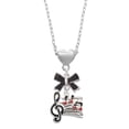 thumbnail image 1 of Delight Jewelry Silvertone Music Sheet with Hearts Black Bow Heart Necklace, 1 of 4