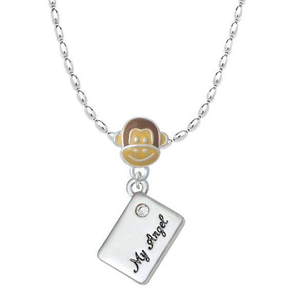 Delight Jewelry Silvertone My Angel Envelope Mia Monkey Charm Necklace