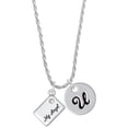 thumbnail image 1 of Delight Jewelry Silvertone My Angel Envelope Silvertone Script Initial Disc - U - Charm Necklace, 20"+3", 1 of 4