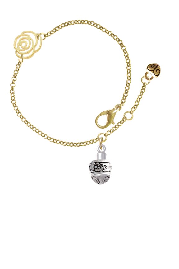 Silvertone Napoleon's Bee Spinner Gold-tone Rose Link Chain Bracelet, 6.25"+1.75" Extender