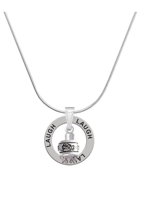 Silvertone Napoleon's Bee Spinner Laugh Ring Charm Necklace, 18"