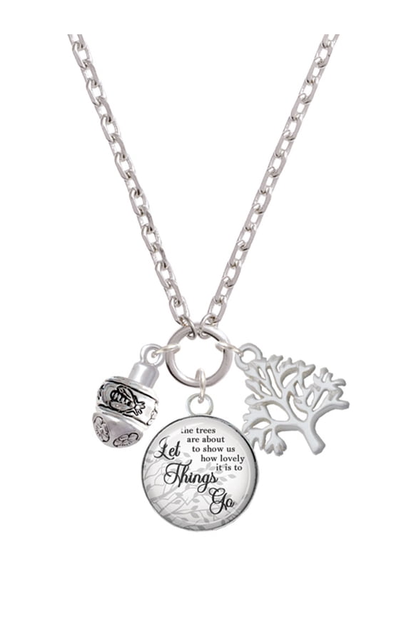 Silvertone Napoleon's Bee Spinner Let Things Go Fall Zoey Charm Necklace, 28"