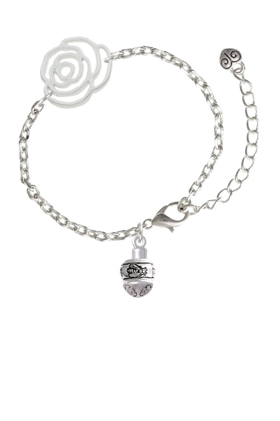 Silvertone Napoleon's Bee Spinner Silver-tone Flower Link Chain Bracelet, 6.75"+2" Extender