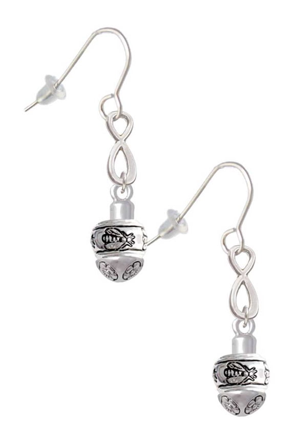 Silvertone Napoleon's Bee Spinner Silver tone Infinity French Earrings