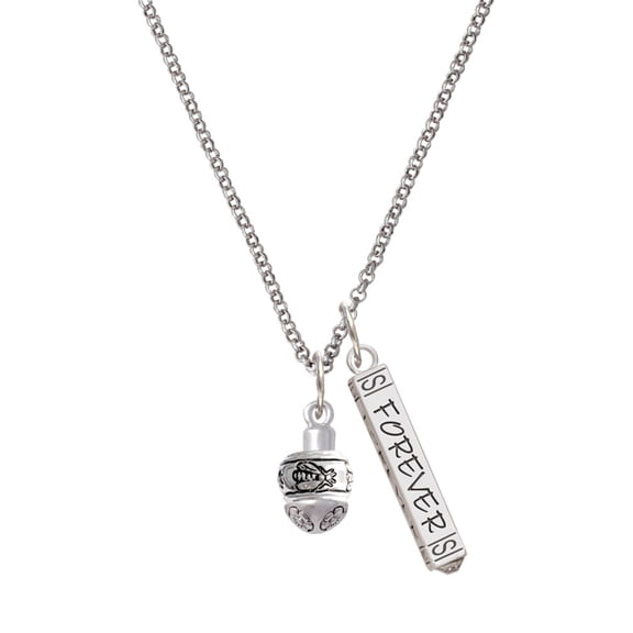 Delight Jewelry Silvertone Napoleon's Bee Spinner Silvertone Forever Bar Charm Necklace, 23"