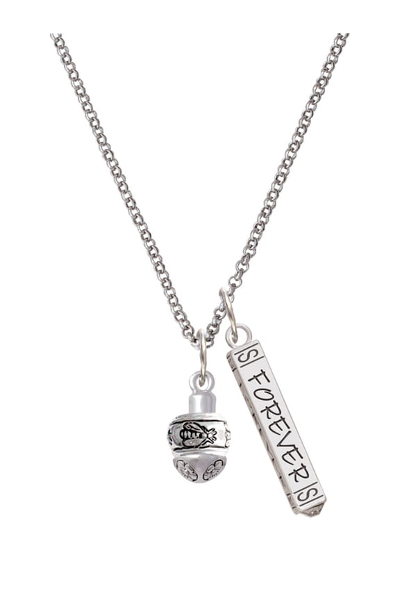 Silvertone Napoleon's Bee Spinner Silvertone Forever Bar Charm Necklace, 23"