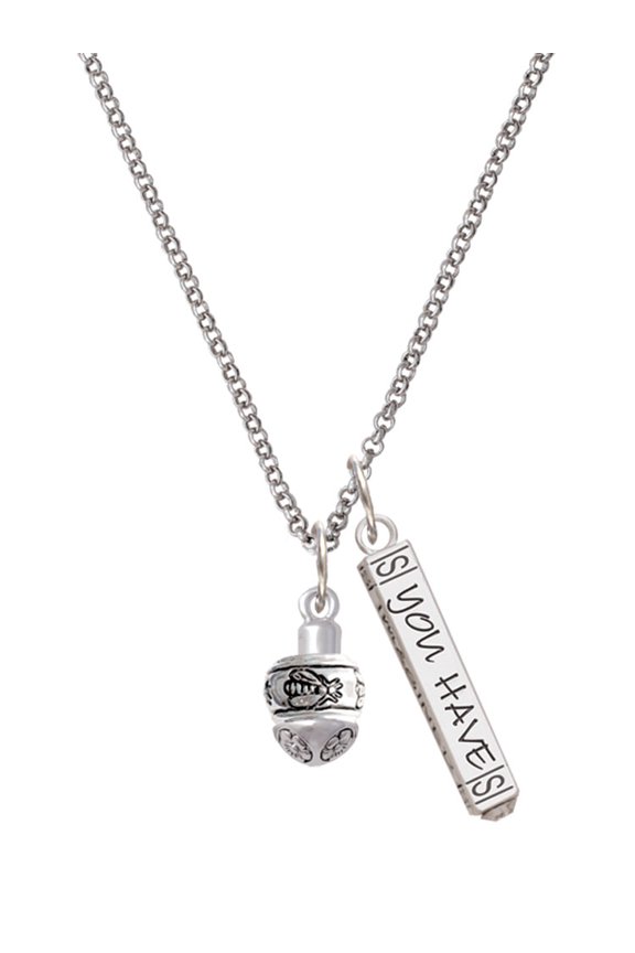 Silvertone Napoleon's Bee Spinner Silvertone Live the Life You Have Imagined Bar Charm Necklace, 23"