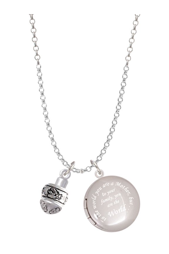 Silvertone Napoleon's Bee Spinner To the World You are a Mother Locket Necklace