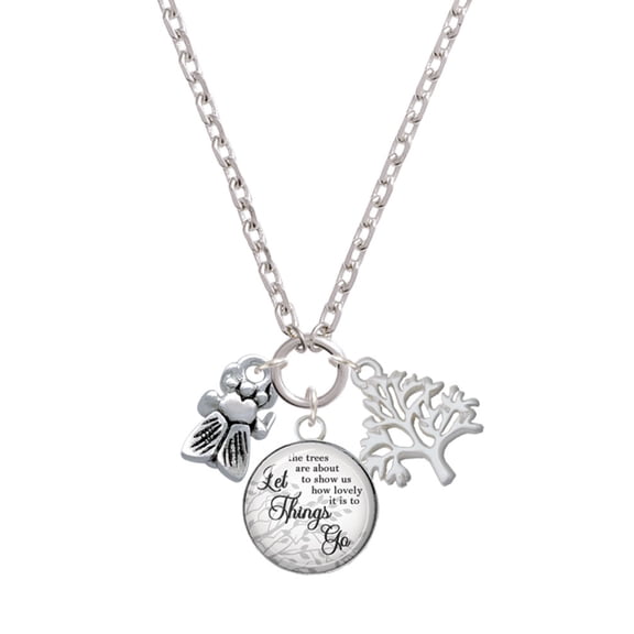 Delight Jewelry Silvertone Napoleon's Small Bee Let Things Go Fall Zoey Charm Necklace, 28"