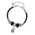 thumbnail image 1 of Delight Jewelry Silvertone Napoleon's Small Bee Mom Celtic Knot Leather Bead Bracelet, 7"+2" Extender, 1 of 4