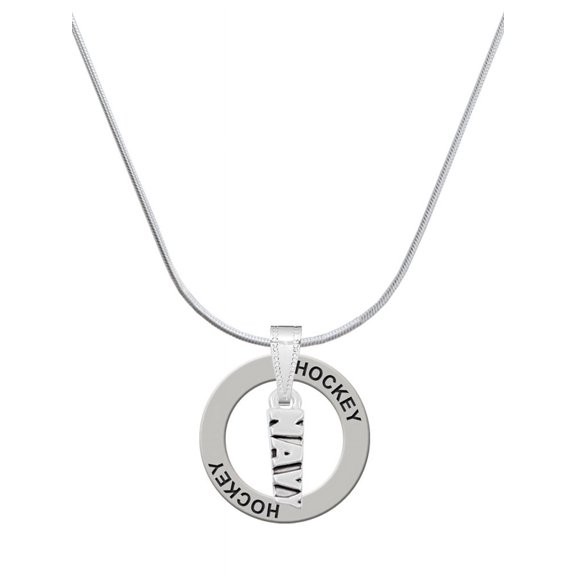 Delight Jewelry Silvertone Navy Hockey Ring Charm Necklace, 18"