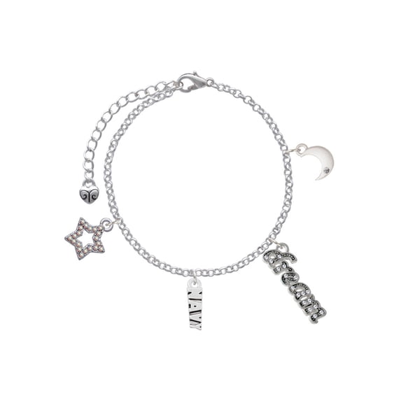 Delight Jewelry Silvertone Navy Silvertone Dream Big Charm Bracelet, 7.5+2" Extender