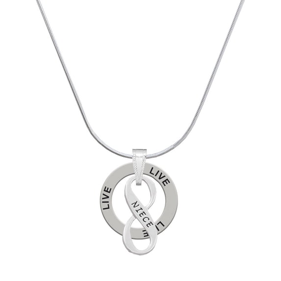 Delight Jewelry Silvertone Niece Infinity Sign Live Ring Charm Necklace, 18"