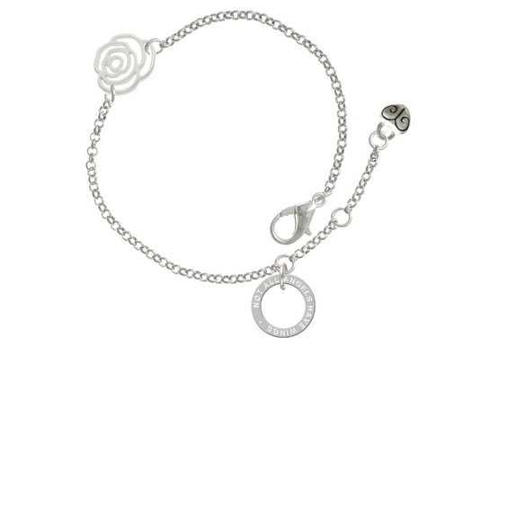 Delight Jewelry Silvertone Not All Angels Have Wings Eternity Ring Silver-tone Rose Link Chain Bracelet, 6.25"+1.75" Extender